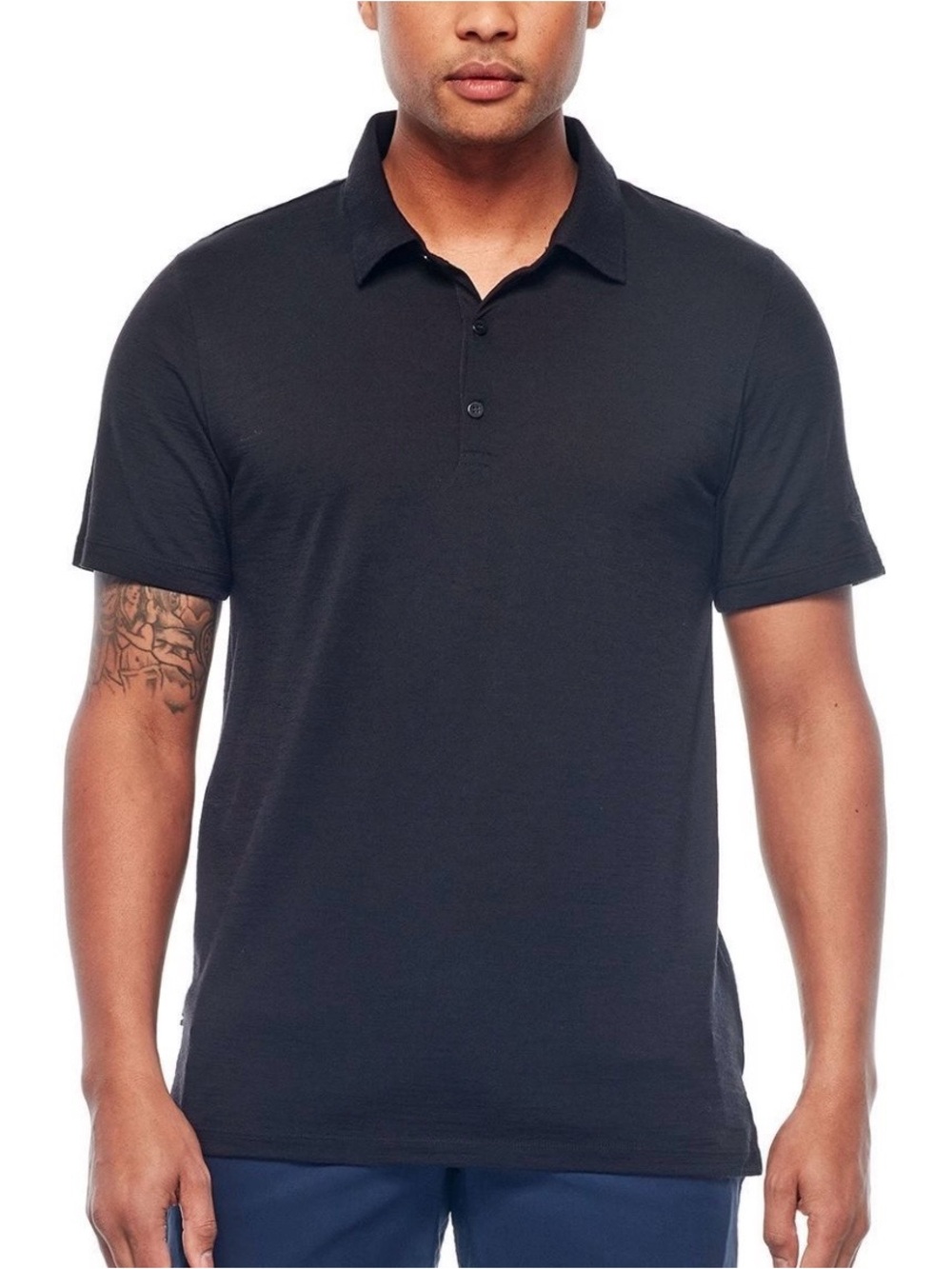Mens Icebreaker Tech Lite Polo Shirt Size Medium Black Like New Golf Polo